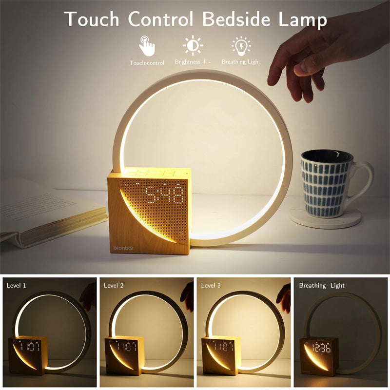 Bedside Desk Lamp + Alarm Clock (Sound Emitting)