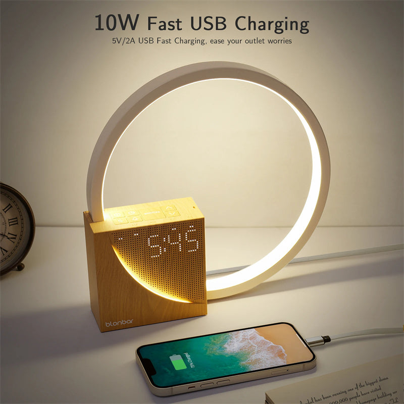 Bedside Desk Lamp + Alarm Clock (Sound Emitting)